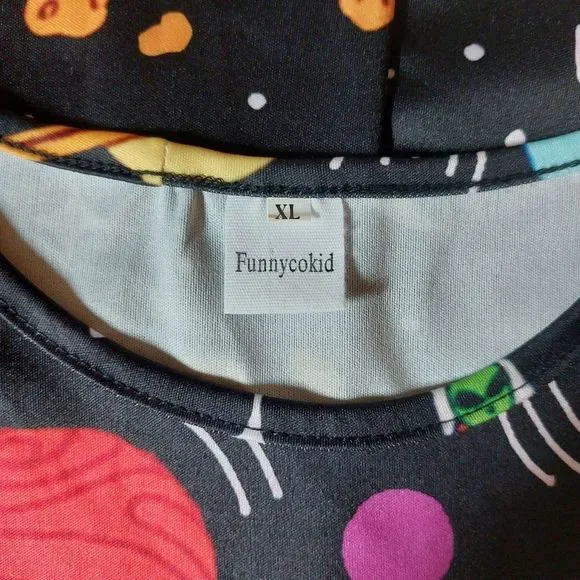 Funnycokid Girls Solar System Theme With Et. Sleeves Dress szXL - Picture 6 of 6